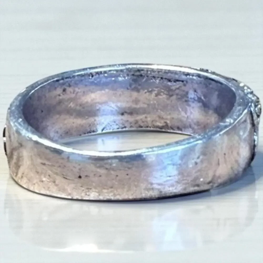 Dragonfly & Lotus Flower Silver Band New